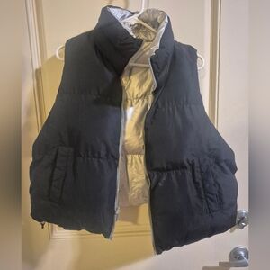 Cropped Black Puffer Vest